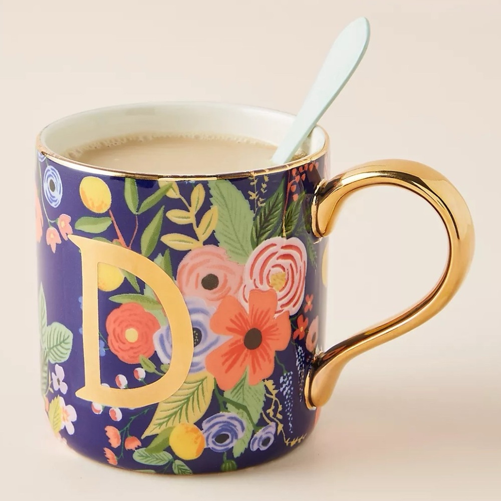 Rifle Paper Co. for Anthropologie Garden Party Monogram Mug, Letter “D”